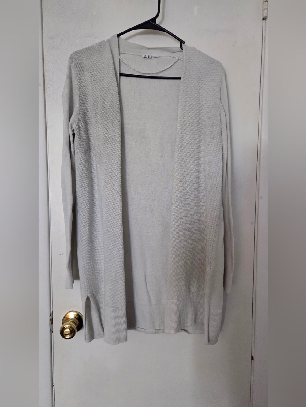 GAP Women’s Large Light Gray Long Open Front Cardigan Sweater Longline